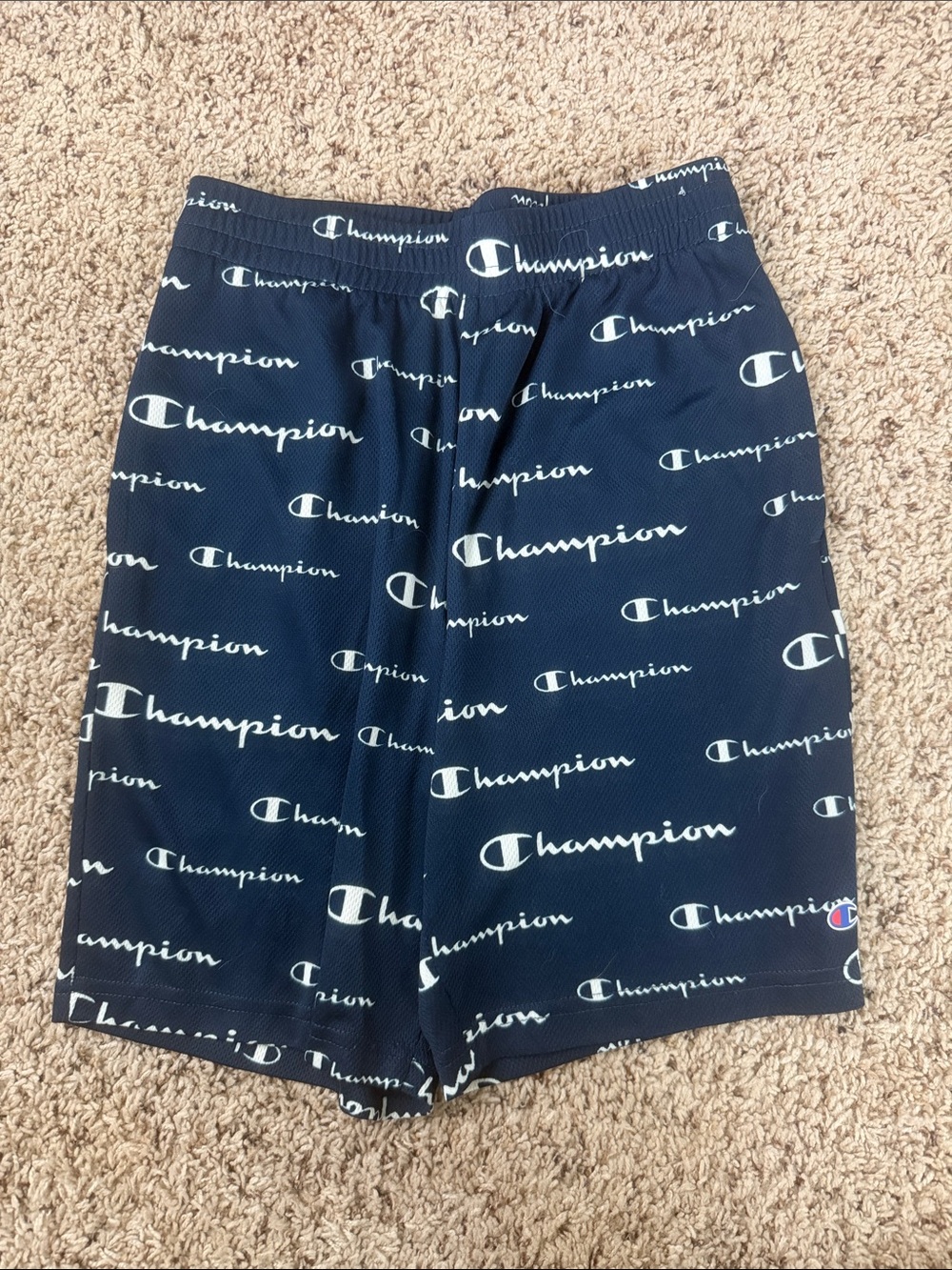 Champion Navy All-Over Logo Kids Shorts